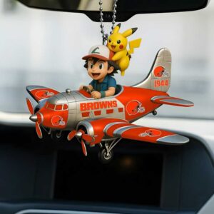 Cleveland Browns Pikachu & Ash Ketchum Airplane Ornament