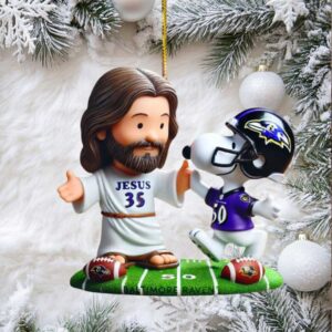 Collectible NFL Jesus & Snoopy Baltimore Ravens Ornament