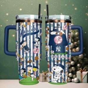 Custom 40oz New York Yankees Snoopy Stanley Tumbler with Handle
