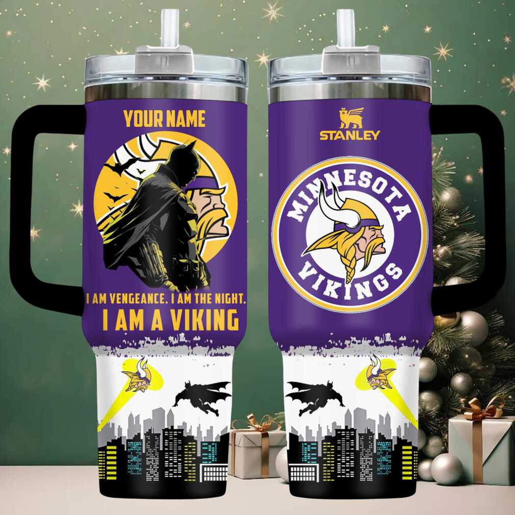 Custom Minnesota Vikings Batman Stanley Tumbler with Handle Custom Minnesota Vikings Batman Stanley Tumbler with Handle