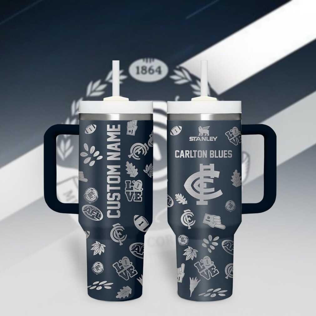 Custom Name Carlton Blues AFL 40oz Stanley Style Tumbler Custom Name Carlton Blues AFL 40oz Stanley Style Tumbler