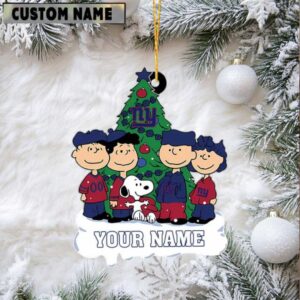 Custom Name NY Giants Snoopy & Friends Christmas Tree Ornament.jfif