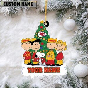 Custom Name Snoopy & Charlie Brown Chiefs Fan Ornament.jfif