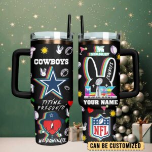 DAL Cowboys Football x Bad Bunny Custom Stanley Cup 40 oz Tumbler With Handle