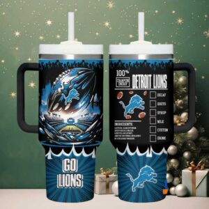 DET Lions Champion Energy Tumbler Handle Cup 40oz