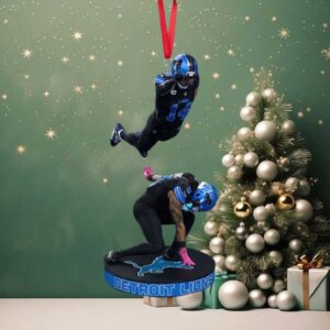 Detroit Lions Action Pose Football Player Ornament
