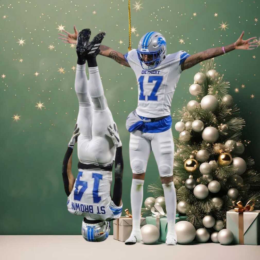 Detroit Lions Amon Ra St. Brown Upside Down Touchdown Celebration Ornament Detroit Lions Amon Ra St. Brown Upside Down Touchdown Celebration Ornament