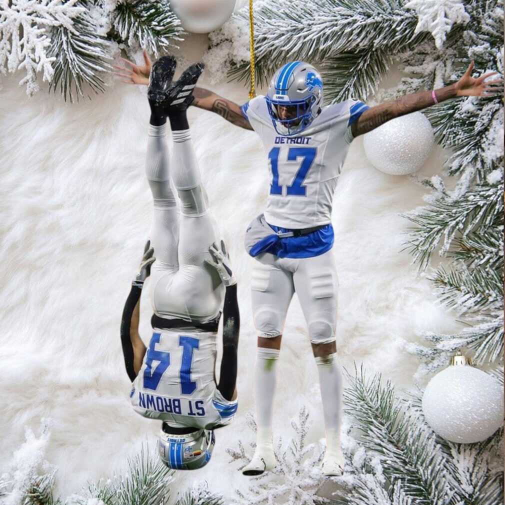 Detroit Lions Amon Ra St. Brown Upside Down Touchdown Celebration Ornament Detroit Lions Amon Ra St. Brown Upside Down Touchdown Celebration Ornament