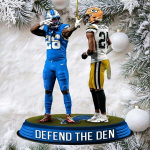 Detroit Lions vs Green Bay Packers NFL Retro Caricature Ornament