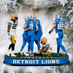 Detroit Lions vs Green Bay Packers NFL Retro Caricature Ornaments