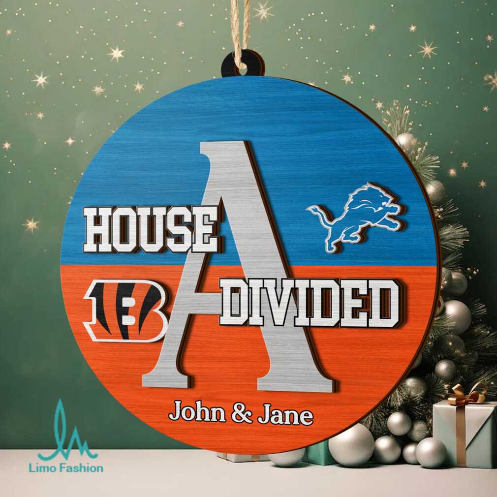 Detroit Lions vs. Cincinnati Bengals House Divided Personalized Ornament Detroit Lions vs. Cincinnati Bengals House Divided Personalized Ornament