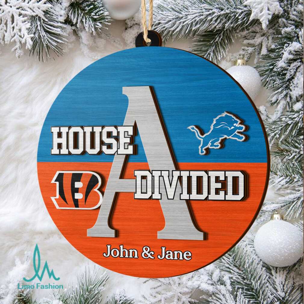 Detroit Lions vs. Cincinnati Bengals House Divided Personalized Ornament Detroit Lions vs. Cincinnati Bengals House Divided Personalized Ornament