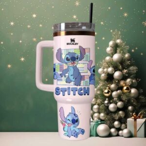Disney Stitch Stanley Tumbler 40oz with Handle and Straw, Insulated Stainless Steel Travel Tumbler