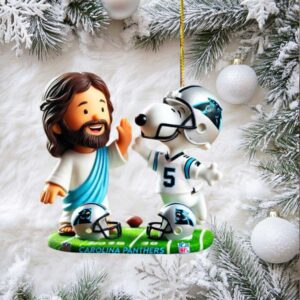 Divine Defense Jesus & Snoopy Carolina Panthers Ornament