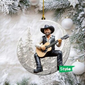 Festive Garth Brooks Musician Christmas Tree Ornament
