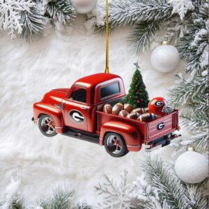 Festive Red Truck Georgia Bulldogs Christmas Ornament