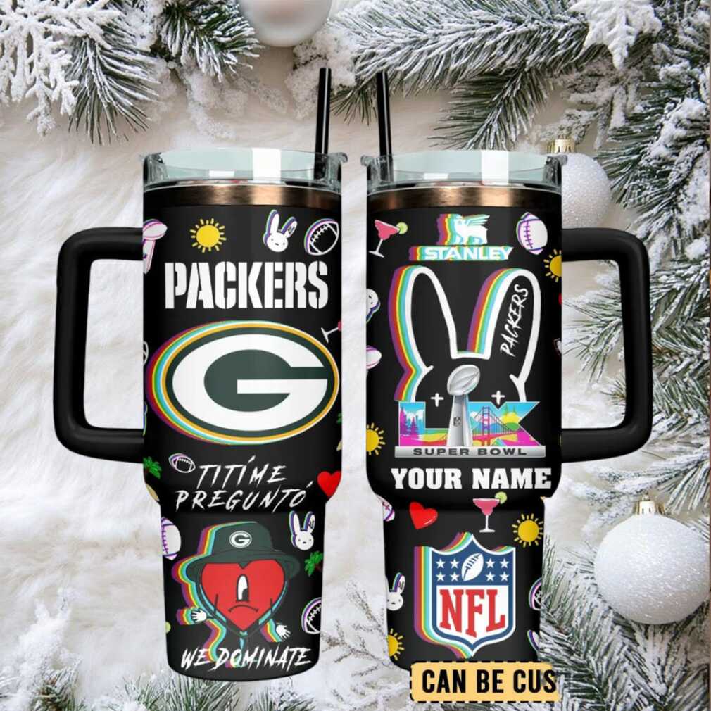 GB Packers Football x Bad Bunny Custom Stanley Cup 40 oz Tumbler With Handle GB Packers Football x Bad Bunny Custom Stanley Cup 40 oz Tumbler With Handle