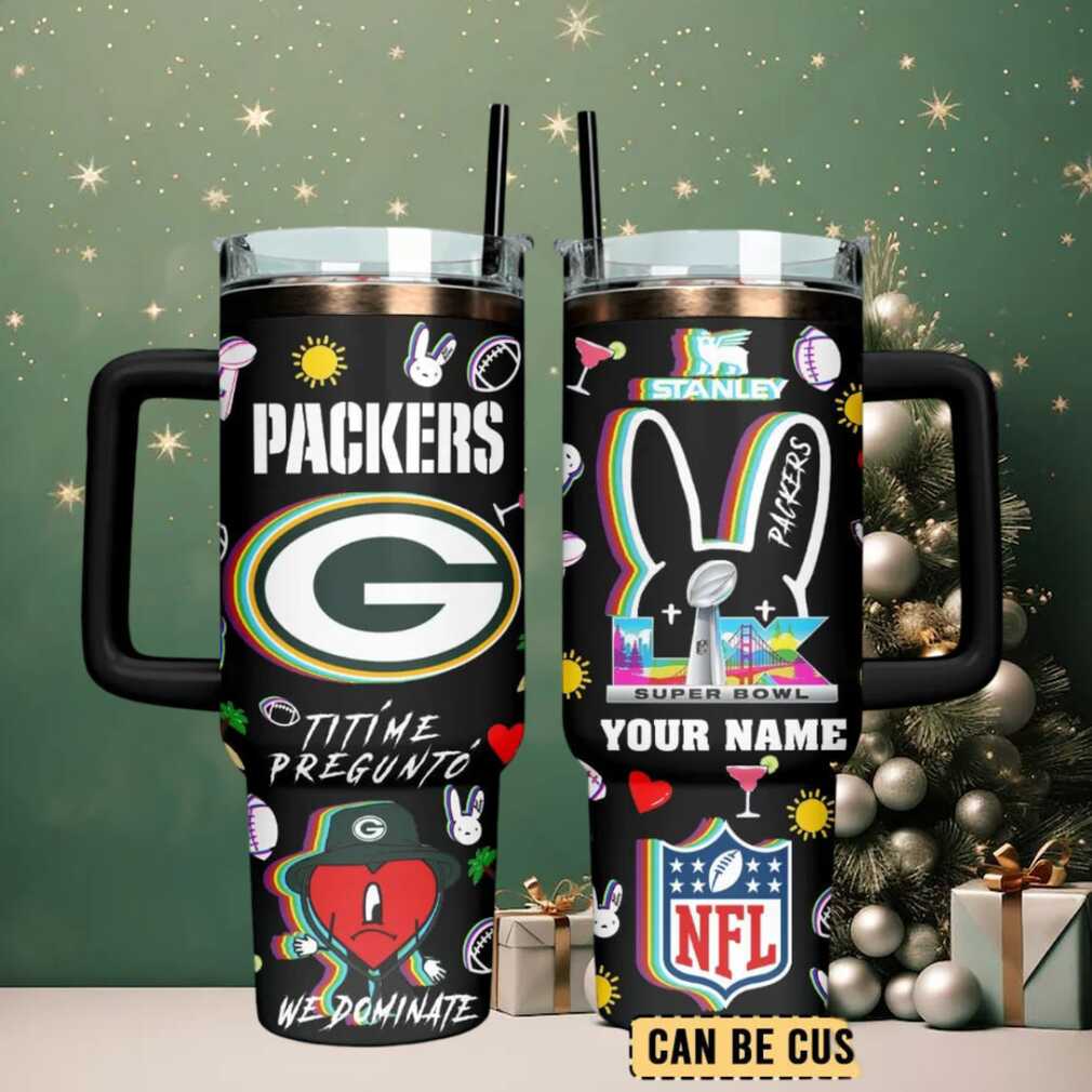 GB Packers Football x Bad Bunny Custom Stanley Cup 40 oz Tumbler With Handle GB Packers Football x Bad Bunny Custom Stanley Cup 40 oz Tumbler With Handle