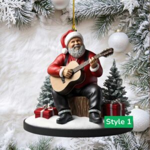 Garth Brooks Santa Playing Guitar Christmas Ornament