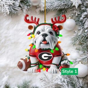 Georgia Bulldogs Grinch Santa Christmas Ornament