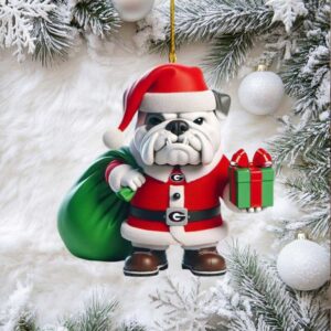 Grinch Santa Georgia Bulldogs Christmas Ornament