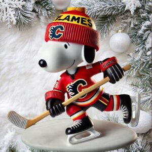 Hallmark Peanuts Snoopy Calgary Flames NHL Hockey Christmas Ornament