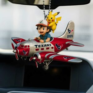 Houston Texans Pokémon Pikachu Ash Ketchum Airplane Christmas Ornament