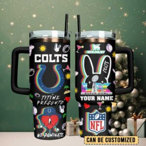 IND Colts Football x Bad Bunny Custom Stanley Cup 40 oz Tumbler With Handle