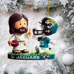 Jacksonville Jaguars Jesus & Snoopy NFL Christmas Ornament