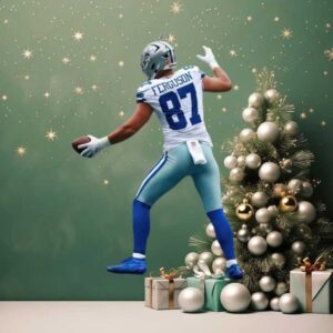 Jake Ferguson #87 Dallas Cowboys Christmas Tree Ornament