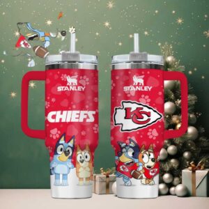 KC Chiefs Football x Bluey Custom Stanley Cup 40 oz 30 oz Tumbler With Handle