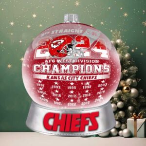 Kansas City Chiefs 2024 AFC West Division Champions Snow Globe Ornament