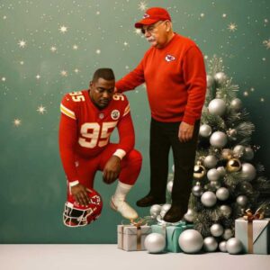 Kansas City Chiefs Chris Jones and Andy Reid Christmas Ornament