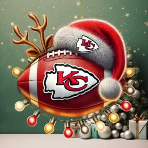 Kansas City Chiefs Festive Football Christmas Ornament