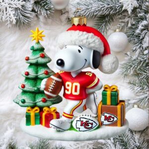 Kansas City Chiefs Peanuts Snoopy Football Christmas Ornament