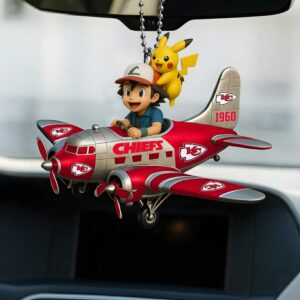Kansas City Chiefs Pikachu Ash Ketchum Airplane Ornament