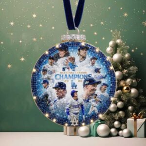 Los Angeles Dodgers 2020 World Series Champions Team Photoprint Glass Ball Ornament