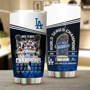 Los Angeles Dodgers White 2025 World Series Champions 20oz Stainless Steel Tumbler Los Angeles Dodgers White 2025 World Series Champions 20oz Stainless Steel Tumbler
