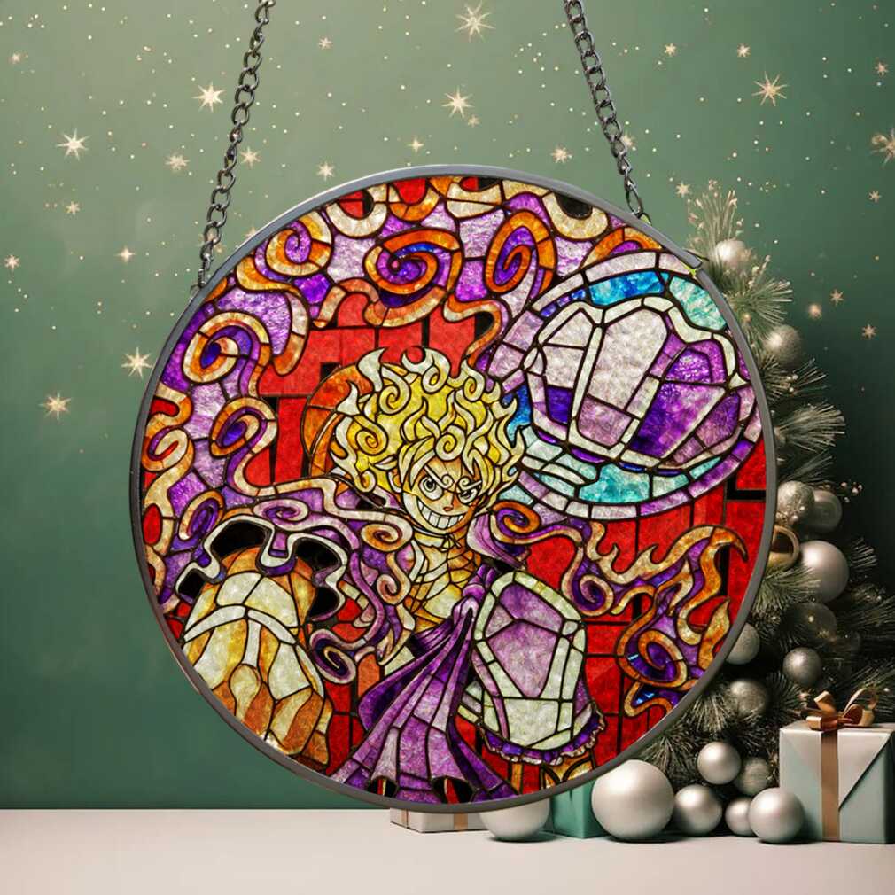Luffy Sun God Nika Stained Glass Decor Luffy Sun God Nika Stained Glass Decor