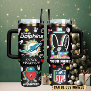 MIA Dolphins Football x Bad Bunny Custom Stanley Cup 40 oz Tumbler With Handle