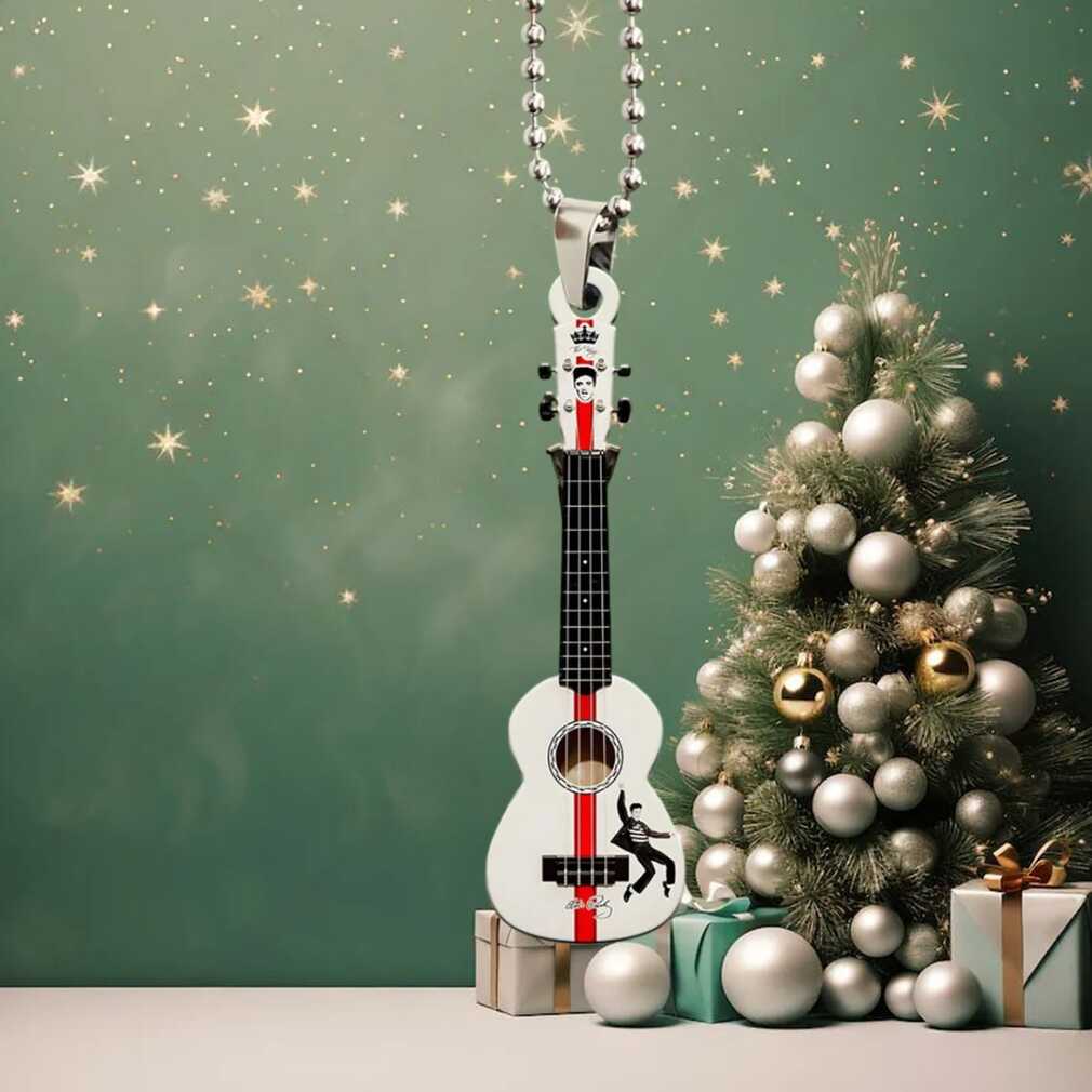 Miniature Ukulele Car Hanging Ornament with Red Stripe Miniature Ukulele Car Hanging Ornament with Red Stripe