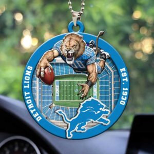 NFL Detroit Lions Football Field & Mascot Hanging Ornament