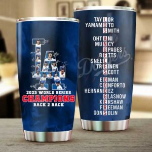 Official LA Dodgers 2025 World Series Champions Player Roster Tumbler