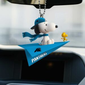 Peanuts Snoopy and Woodstock Carolina Panthers Car Ornament