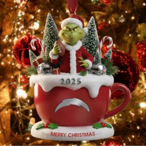 Personalized Los Angeles Football Team Chargers Grinch Christmas Ornament