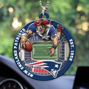 Personalized New England Patriots Football Car Christmas Ornament
