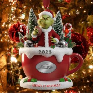Personalized New York Jets Grinch Christmas Ornament