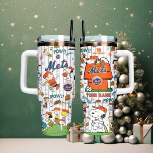 Personalized New York Mets Peanuts Snoopy Stanley Tumbler with Handle