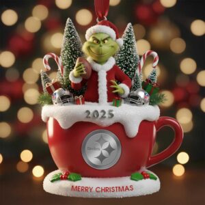 Personalized Pittsburgh Football Team Steelers Grinch Christmas Ornament