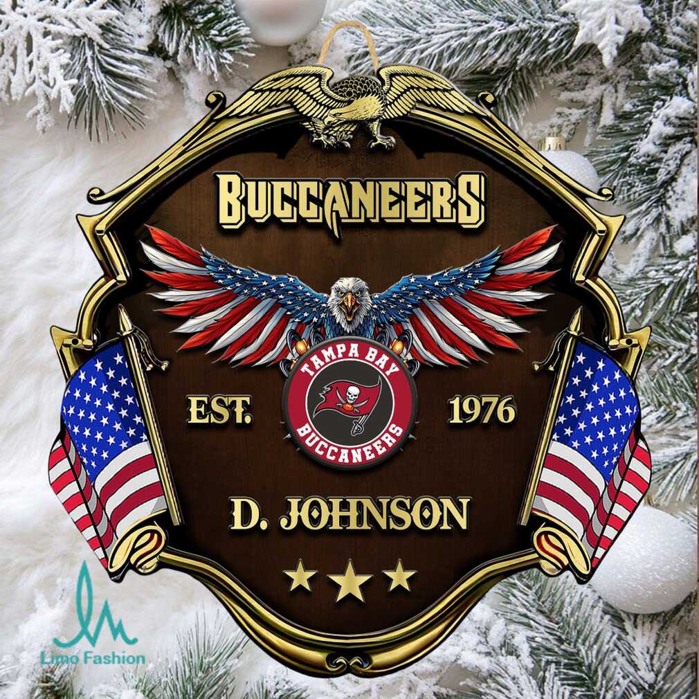 Personalized Tampa Bay Buccaneers American Flag Eagle Ornament Personalized Tampa Bay Buccaneers American Flag Eagle Ornament